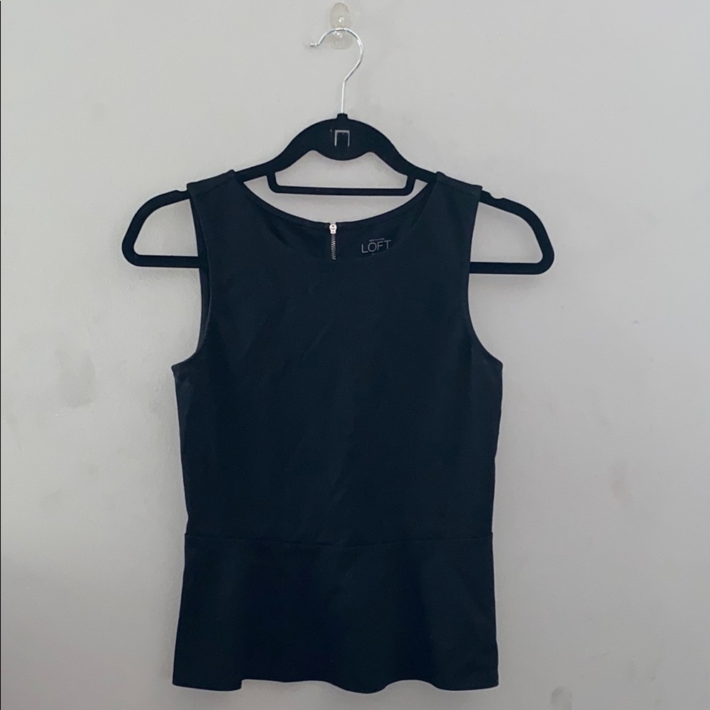 LOFT Blue Fitted Peplum Tank Top
